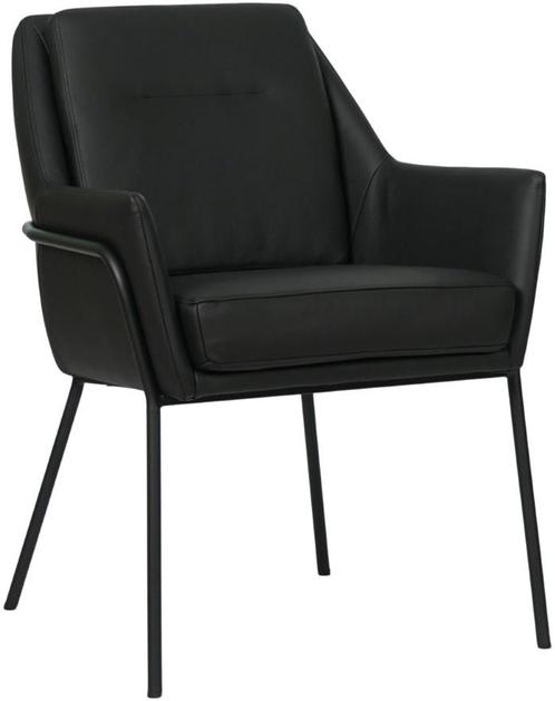Zwarte leren industriële design eetkamerstoel - Hermes Leer, Huis en Inrichting, Stoelen, Eén, Overige kleuren, Nieuw, Leer, Ophalen of Verzenden
