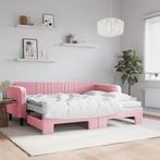vidaXL Slaapbank onderschuifbed en matrassen 90x200 cm, Huis en Inrichting, Slaapkamer | Bedden, 90 cm, Eenpersoons, Verzenden