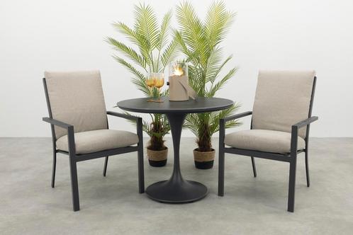 Sergio/Toscara ronde bistroset Ø90 cm. - Zand/Keramiek, Tuin en Terras, Tuinsets en Loungesets, Tuinset, Nieuw, Overige materialen
