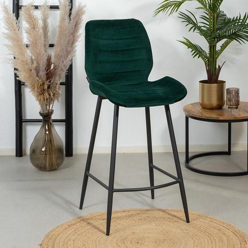 40% Korting: Velvet barkruk Toby donkergroen 71 cm, Huis en Inrichting, Barkrukken, Zo goed als nieuw, Ophalen