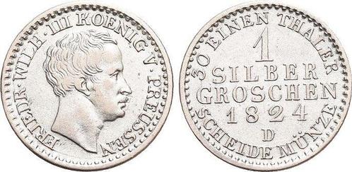 Zilvergroschen 1824 D Brandenburg-Preussen Pruisen Friedr..., Postzegels en Munten, Munten | Europa | Niet-Euromunten, Verzenden