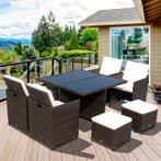 TRUUSK Polyrattan Zitgroep Eetset 21 Delig Met Kussens Tuinm, Tuin en Terras, Tuinsets en Loungesets, Verzenden, Nieuw