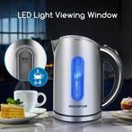Waterkoker - Retro - RVS - met LED - 1.7L - 2200W - Zilver •, Witgoed en Apparatuur, Waterkokers, Verzenden, Zo goed als nieuw