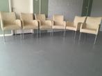 6 eetkamerstoelen wit leer leuning gebruikt Bert Plantagie, Huis en Inrichting, Gebruikt, Wit, Ophalen of Verzenden, Vijf, Zes of meer stoelen
