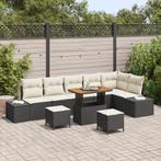 vidaXL 9-delige lounge set met kussens Zwart Poly Rattan, Tuin en Terras, Verzenden, Nieuw, Rotan, Loungeset