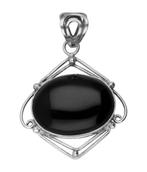 Zilveren Onyx ovaal met fantasie vatting kettinghanger, Sieraden, Tassen en Uiterlijk, Kettinghangers, Verzenden, Nieuw
