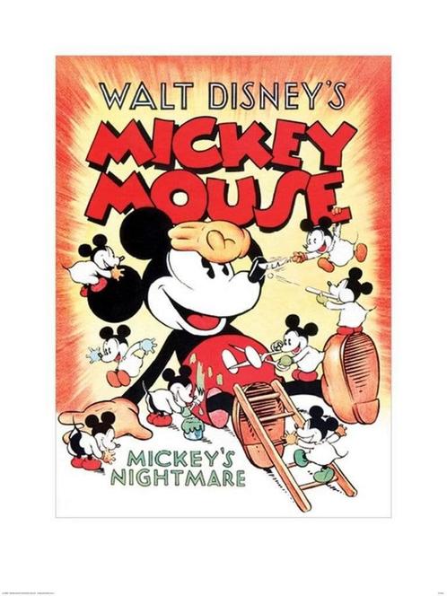 Kunstdruk Mickey Mouse Mickeys Nightmare 60x80cm, Huis en Inrichting, Woonaccessoires | Schilderijen, Tekeningen en Foto's, Nieuw