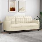vidaXL Driezitsbank 180 cm kunstleer crèmekleurig, Huis en Inrichting, Verzenden, 150 tot 200 cm, Leer, Driepersoons