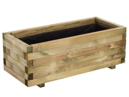 Veiling - 2x Plantenbak grenenhout 100x50x38 cm, Tuin en Terras, Bloembakken en Plantenbakken