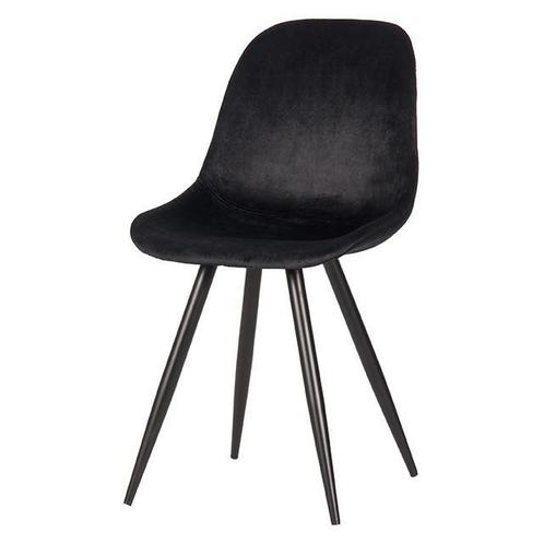 LABEL51 Eetkamerstoel Capri - Zwart - Fluweel, Huis en Inrichting, Stoelen, Ophalen of Verzenden