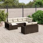 vidaXL 10-delige Loungeset met kussens poly rattan bruin, Verzenden, Nieuw, Rotan, Loungeset