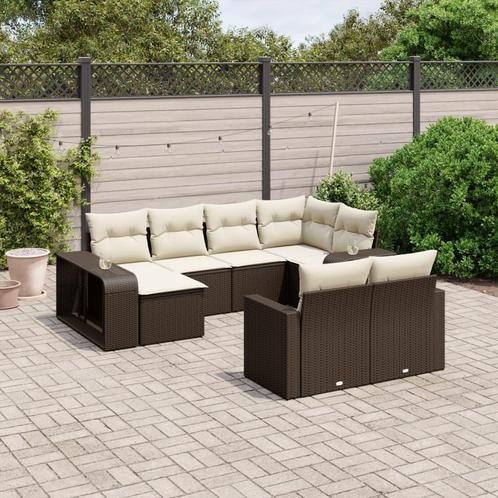 vidaXL 10-delige Loungeset met kussens poly rattan bruin, Tuin en Terras, Tuinsets en Loungesets, Loungeset, Nieuw, Rotan, Verzenden