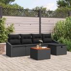 vidaXL 6-delige tuinset met kussens in zwart van poly rattan, Verzenden, Nieuw, Rotan, Tuinset