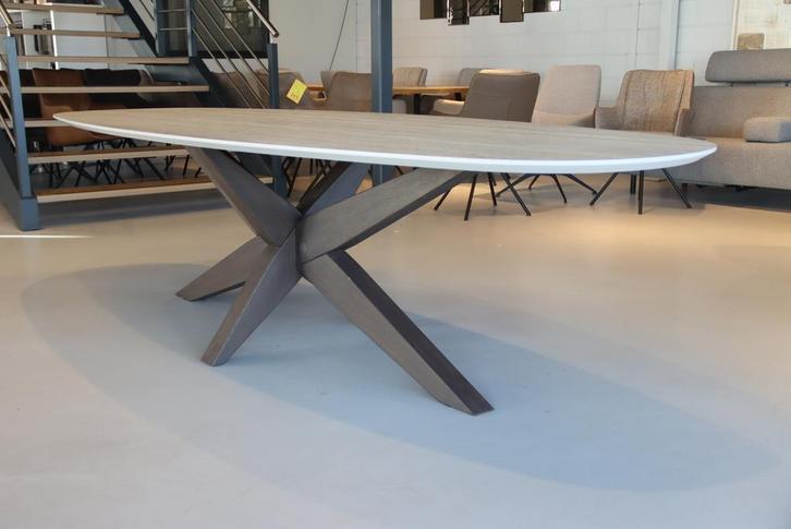 Grote eettafel 3 meter HPL blad/eiken poot/Koopmans Meubelen, Huis en Inrichting, Tafels | Eettafels, 100 tot 150 cm, 200 cm of meer