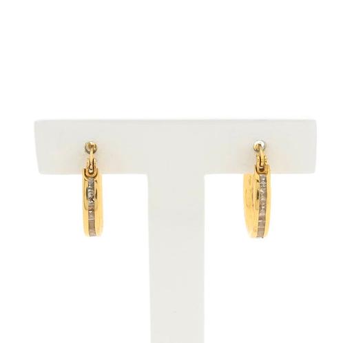 Gouden oorringen met zirconia | Ø 15,0 mm, Sieraden, Tassen en Uiterlijk, Oorbellen, Overige kleuren, Gebruikt, Met edelsteen
