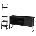 2-delige meubelset Storfjord open kast en TV meubel zwart se, Huis en Inrichting, Woonaccessoires | Wandplanken en Boekenplanken