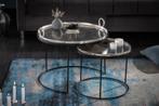 Set van 2 ronde salontafels ELEMENTS 65cm zilverzwart, Ophalen of Verzenden, Nieuw