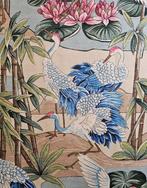 Exclusieve Art Nouveau stof -300x280cm- Grijze kraanvogels -