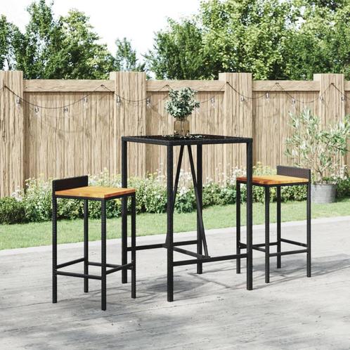 vidaXL Bartafel met glazen blad 70x70x110 cm poly rattan, Tuin en Terras, Tuintafels, Nieuw, Verzenden