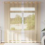vidaXL Gordijnen Voile met doorvoertules 2 st zand, Huis en Inrichting, Verzenden, Nieuw, Bruin