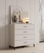 Meubella | Ladekast beige 93cm - 4 lades modern, Verzenden, Nieuw, 50 tot 100 cm, Modern