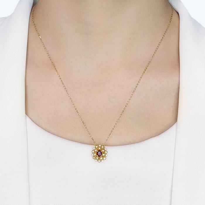 Halsketting - 18 karaat Geel goud - 0.48ct. tw. Robijn -, Sieraden, Tassen en Uiterlijk, Kettingen