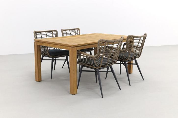 Jasmine natural/Rome brown 170 cm. tuinset - 5-delig, Tuin en Terras, Tuinsets en Loungesets, Tuinset, Nieuw, Hout, Verzenden
