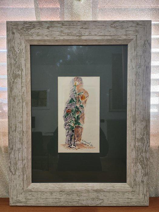 Giovanni Omiccioli (1901-1975) - Fiori in vaso di cristallo, Antiek en Kunst, Kunst | Schilderijen | Modern