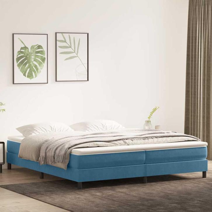 vidaXL Boxspring zonder matras fluweel donkerblauw 200x210, Huis en Inrichting, Slaapkamer | Bedden, Blauw, Nieuw, Stof, Verzenden