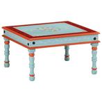vidaXL Salontafel handbeschilderd massief mangohout blauw, Verzenden, Nieuw, 50 tot 100 cm, Minder dan 50 cm
