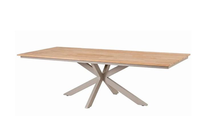 4 Seasons Outdoor Minerva tuintafel latte met teak blad 220, Tuin en Terras, Tuinsets en Loungesets, Ophalen of Verzenden