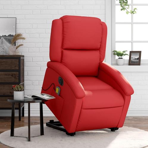 vidaXL Sta-op-massagestoel elektrisch kunstleer rood, Huis en Inrichting, Fauteuils, Nieuw, Verzenden