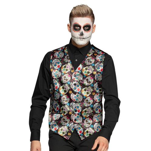 Halloween Gilet Day Of The Dead, Kleding | Heren, Carnavalskleding en Feestkleding, Nieuw, Verzenden