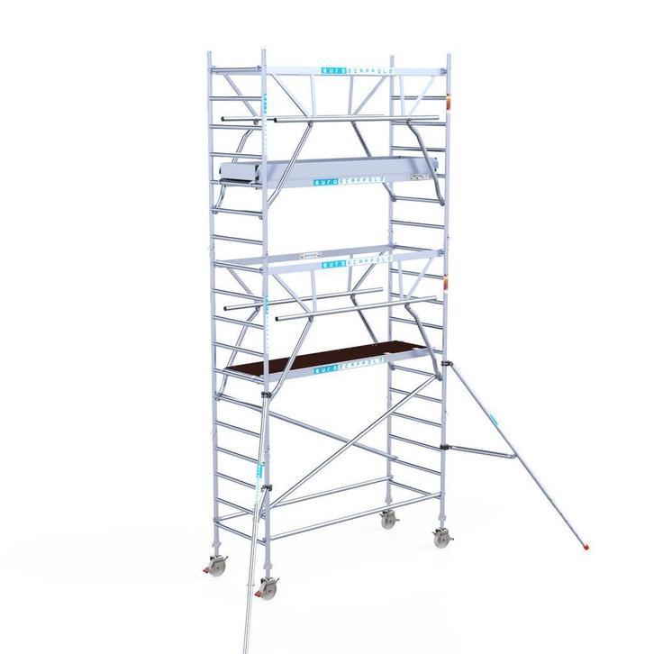Euroscaffold steiger 90x250x6,2m Dubbele voorloopleuning TIP, Doe-het-zelf en Verbouw, Steigers, Rolsteiger of Kamersteiger, Nieuw