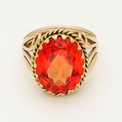 Ring - 18 karaat Geel goud Saffier, Sieraden, Tassen en Uiterlijk, Ringen