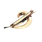 Gouden broche van een veer (veren, fantasie, bewerkt goud), Sieraden, Tassen en Uiterlijk, Broches, Ophalen of Verzenden, Gebruikt