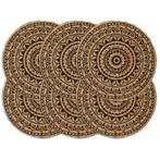 vidaXL Placemats 6 st rond 38 cm jute donkerbruin, Verzenden, Nieuw, Bruin
