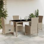 vidaXL 5-delige Tuinset met kussens poly rattan beige, Tuin en Terras, Tuinsets en Loungesets, 4 zitplaatsen, Nieuw, Tuinset, Verzenden