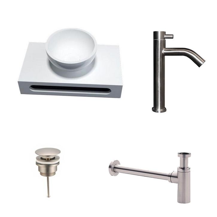 Sani Royal Solid Surface Waskom Rond met Solid, Doe-het-zelf en Verbouw, Sanitair