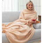 Fleece deken - met mouwen - en centrale opbergzak - beige -, Huis en Inrichting, Nieuw, Verzenden