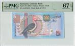 Suriname P 146 5 Gulden 2000 Tdlr Pmg 67 Epq, Postzegels en Munten, Bankbiljetten | Europa | Niet-Eurobiljetten, Verzenden