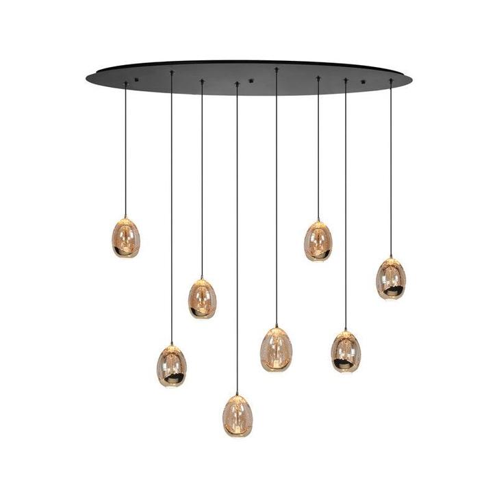High light | Hanglamp | Amber | Golden Egg | 8 lichts, Huis en Inrichting, Lampen | Hanglampen, 75 cm of meer, Nieuw, Glas, Ophalen of Verzenden