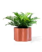 HEMA Bloempot 14.9x10.5x12.5cm keramiek golvend terra, Verzenden