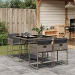 vidaXL 5-delige Tuinset met kussens poly rattan grijs, 4 zitplaatsen, Nieuw, Tuinset, Verzenden