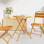 vidaXL Tuinstafel Mosterdgeel 55 x 55 x 73 cm Poedercoating, Tuin en Terras, Verzenden, Nieuw, Metaal