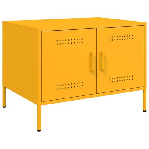 vidaXL Salontafel 68x50x50,5 cm staal mosterdgeel, Huis en Inrichting, Tafels | Salontafels, 50 tot 100 cm, Nieuw, Metaal, Verzenden