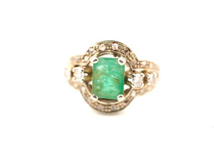 Ring - 19.2 kt. Witgoud - Smaragd, Sieraden, Tassen en Uiterlijk, Ringen