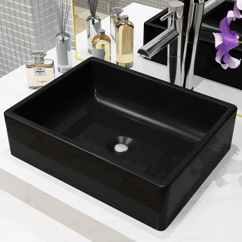 vidaXL Wastafel vierkant 41x30x12 cm keramiek zwart, Doe-het-zelf en Verbouw, Sanitair, Nieuw, Verzenden