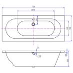 Xellanz Portus RD Inbouw Duo Ligbad - 170x70x43cm - Acryl -, Ophalen of Verzenden, Nieuw