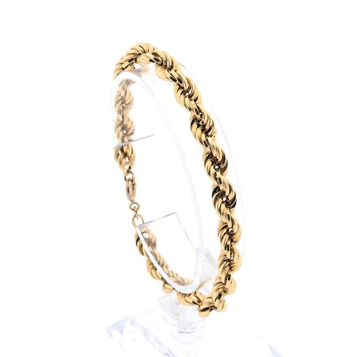 Gouden gedraaide schakel armband | 20,5 cm (veerring), Sieraden, Tassen en Uiterlijk, Armbanden, Overige kleuren, Gebruikt, Goud